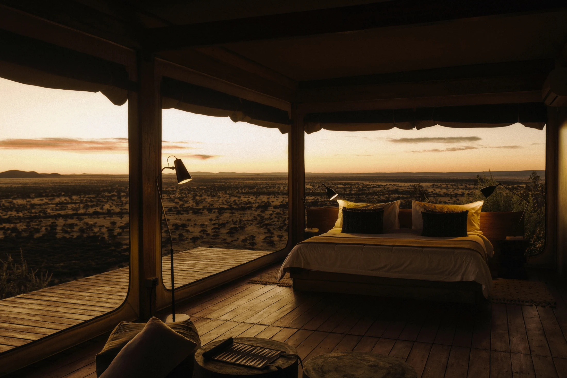 Sunset framed by the architecture of Our Habitas